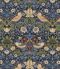 Tessuto William Morris 'LADRO DI FRAGOLE' 3,3 METRI INDACO/MINERALE - 100% COTONE