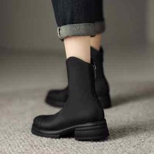 Stivali Scarpe Anfibi Donna Comodi Bassi Nero Dopo Sci Pelle Sintetica 39794