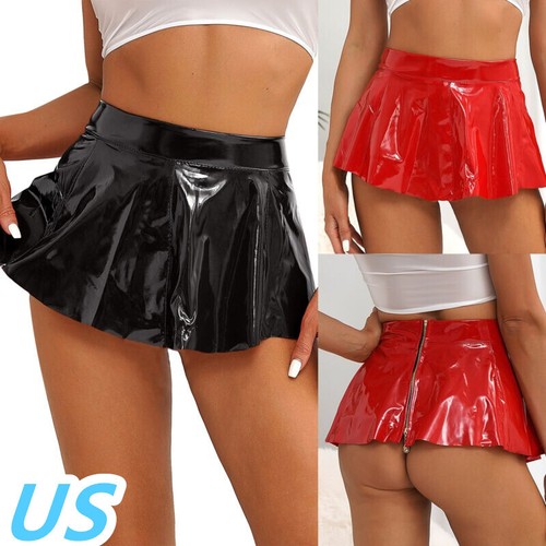 Minigonne donna wet look pelle