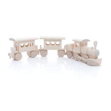 Giocattolo In Legno Treno Con Rimorchio 53x10x7cm NUOVO Treno Locomotiva Carri