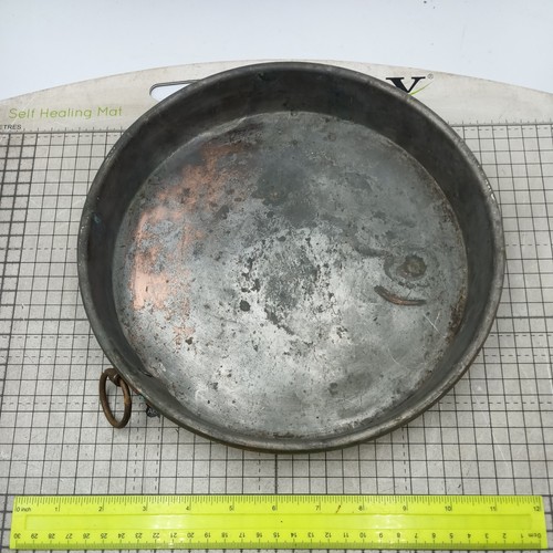 Antique copper tinned pie dish - antique,
