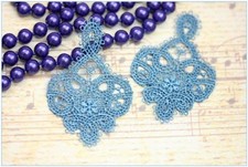 Coppia pizzi macramè  PER creare orecchini 6,5CM*4CM COLORE Azzurro*lace macrame