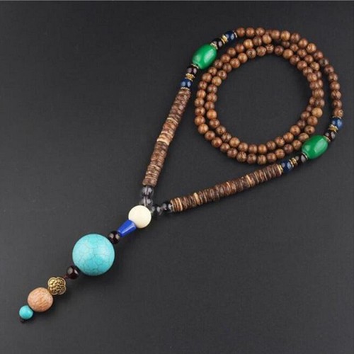 Collana lunga perline legno - lunga,