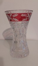 Vaso Portafiori Cristallo Boemo Ametista con fiori intagliati anni 50 perfetto