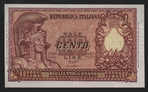 100 lire italia elmata - lire,