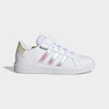 ADIDAS SCARPE SNEAKERS BAMBINA GRAND COURT GY2327 BIANCO STRAPPO DAL 30 AL 35