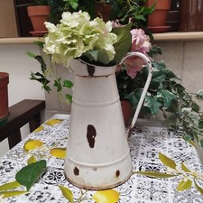 ANTICA CARAFFA IN METALLO DEI PRIMI DEL 900 PORTA FIORI PIANTE LATTA BROCCA