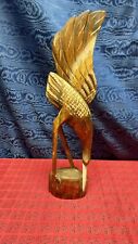 Scultura In Legno Gru Uccello Esotica Vintage Artigianato Etnico Modernariato 