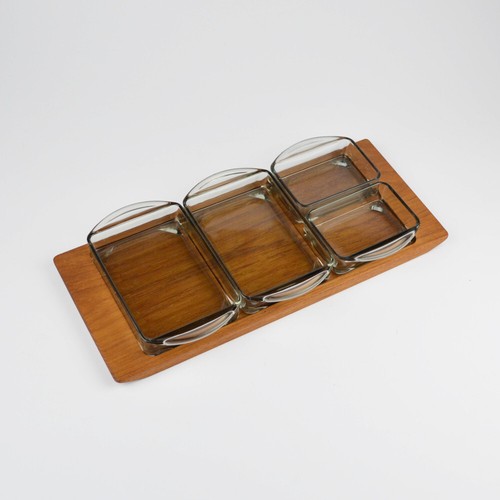 Vassoi vetro fumé teak - fumé,
