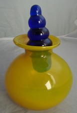 VASO VASETTO TAPPO GIALLO PARTICOLARE MURANO ITALY GLASS