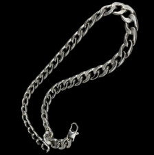 Collana uomo donna catena grumetta piatta in acciaio inossidabile colore argento