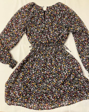 H&M Girls Elegant Floral Short Dress Long Sleeves Size 8