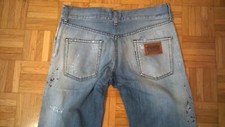 DOLCE & GABBANA JEANS DESTROYED BLACK LABEL "Paint" Tg 46 Azzurro (Prima linea)