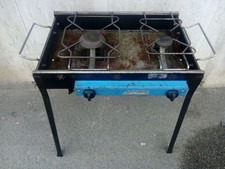 Fornello a Gas da Esterno con 2 Bruciatori tutto in Metallo con Gambe Rimovibili