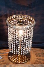 LAMPADA da tavolo IN STILE IMPERO mod. BEETHOVEN color bagno oro e con CRISTALLI