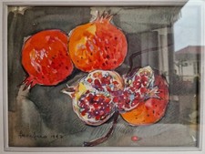 Ettore FICO, Tecnica mista su carta, 1997 cm. 24x32 (cornice 43x53) "Melograni"