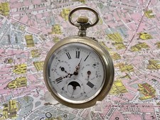 Calendario Completo e Fase Lunare . Metallo . 1900 . OROLOGIO TASCA