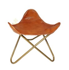 Sgabello ottomano in pelle