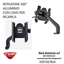 Porta cellulare universale moto 360° USB CAVO INCLUSO ALLUMINIO CNC NERO far7747