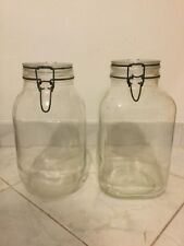 Barattoli vetro lotto 2 Vintage chiusura ferro H 25 D 14 cm contenitori