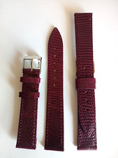 1 CINTURINO EXTRA PIATTO PELLE LUCERTOLA VERA CUCITO BORDEAUX 18 / 16 MM. 