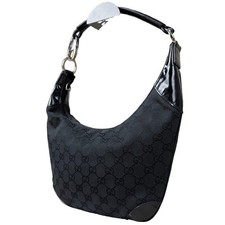 Borsa a tracolla Gucci GG in pelle canvas mezza luna nera autentica