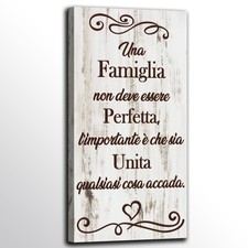 Quadro Moderno Shabby con Frase sulla Famiglia |Q757| Stampa su Tela per Arredo