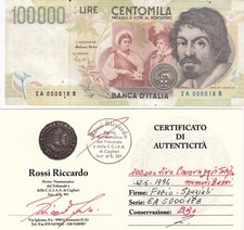 100000 LIRE CARAVAGGIO II TIPO