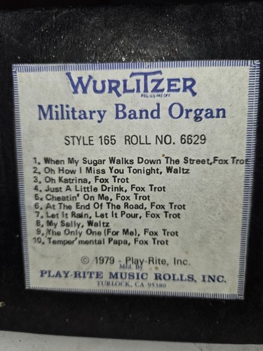 Wurlitzer 165 band organ roll - wurlitzer,