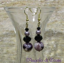 Bigiotteria artigianale / idea regalo ORECCHINI pendenti SWAROVSKI e AMETISTA