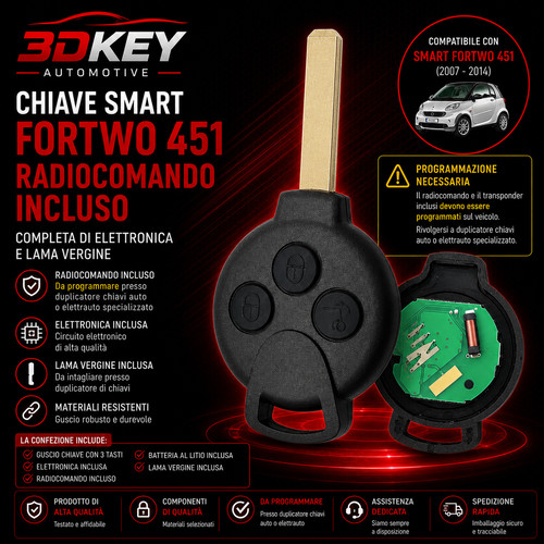 Chiave auto smart fortwo - chiave, 451