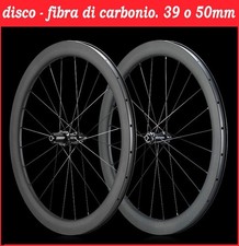 COPPIA CERCHI FIBRA CARBONIO FRENI DISCO RUOTE 700c BICI CORSA CENTER LOCK/6VITI