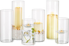Portacandele Vetro Vaso Candele Galleggianti:  Set Di 6 Porta Candela Da Tavolo 