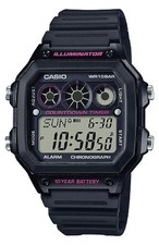 OROLOGIO CASIO AE-1300WH-1A2 DIGITALE GOMMA NERO AE1300 IMPERMEABILE LUCE LED