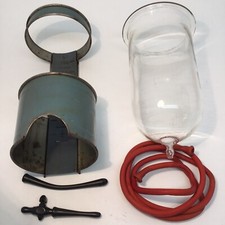 ANTICO CLISTERE ENTEROCLISMA VETRO SOFFIATO PER 2 LITRI CON RUBINETTO E CANNULE
