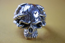 Biker Anello a Teschio Teschio Anello Uomo Anello IN Argento 925 Argento 239