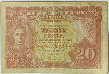 1941 Malaysia 20c Twenty Cents