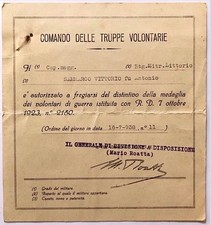 COMANDO TRUPPE VOLONTARIE SPAGNA BTG MITRAGLIERI L!TTORIO DIPLOMA MED VOLONTARIO