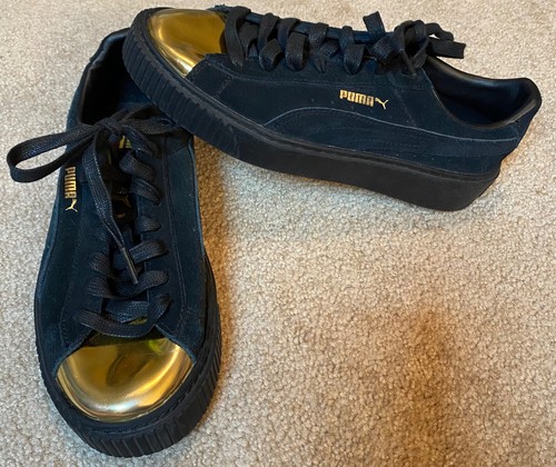 Puma suede platform black - platform, gold