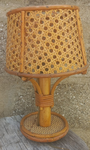 Lampe vintage rotin osier