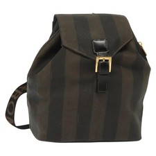 FENDI Zaino in Tela Pecan PVC Marrone Nero Oro Autentico 139650
