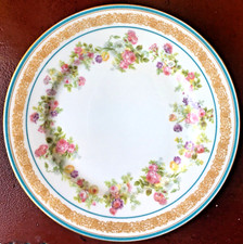 Servizio per 12 piatti Charles Ahrenfeldt Limoges Francia oro rosa rose