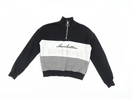Felpa nera con zip - intera, h&m