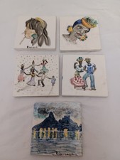 Lotto 5 piastrelle vintage 3"