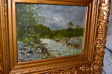 Giuseppina DAIMA  1915-2008 "Lungo Il Sangone" Olio Paesaggio Fluviale