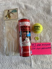 Palline da tennis vintage antiche Tony Roche Championship palline in latta e guanto Kabriko