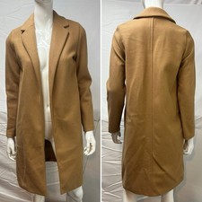 Giacca cappotto lungo Zara donna piccolo pile aperto cammello marrone chiaro