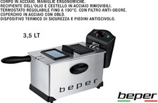 Beper Friggitrice Elettrica Professionale 3.5 Litri 2000 Watt colore grigio