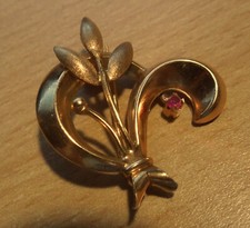 Antica Spilla con Rubino in oro 18k (750) anni '70 - Usato 4,5+ grammi + Bonus