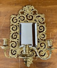 Applique da parete vintage francese in ottone rococò - triplo portacandele (6,75 libbre)